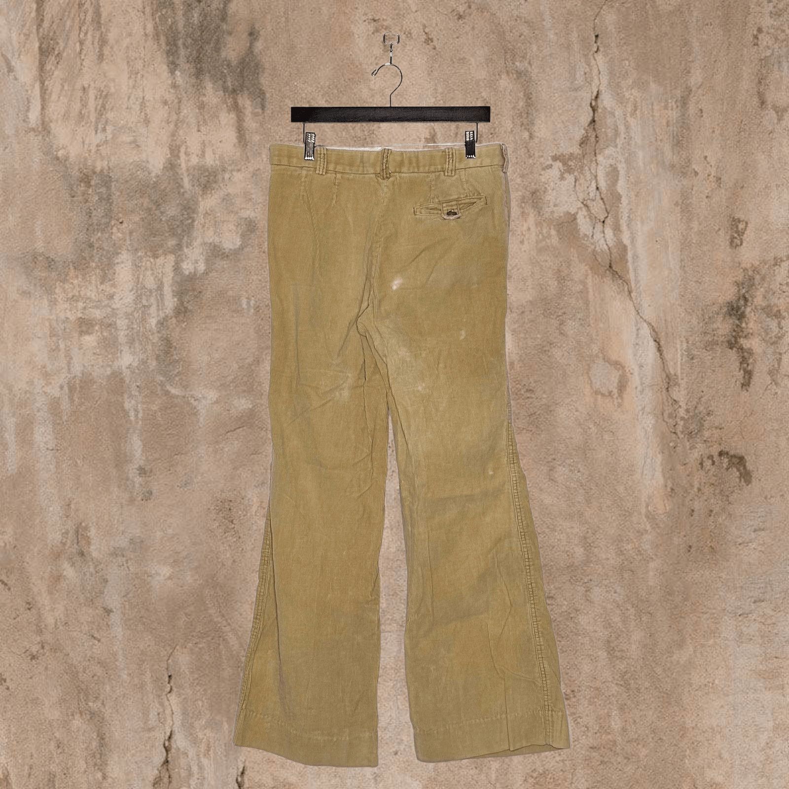 image of J C Penney x Vintage Crazy True Vintage 70's Corduroy Pants Flared Tan Bell Bottom, Men's (Size 33)