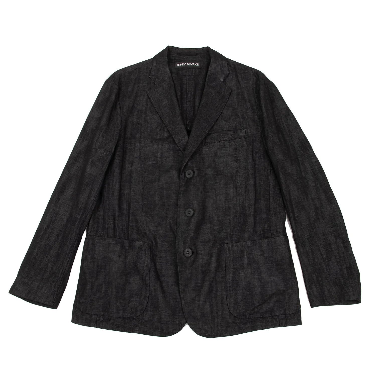 Issey Miyake Cotton Linen Glossy Tailored Jacket in Black Size 4 Size US XL / EU 56 / 4 - 1 Thumbnail