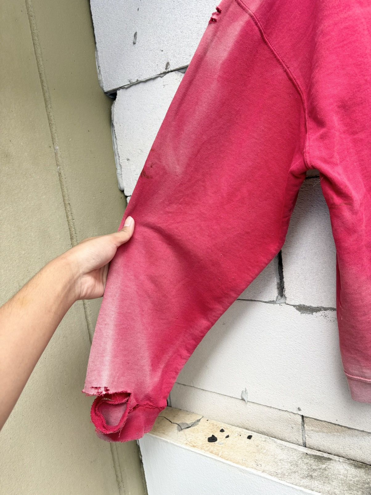 Vintage Distressed Thrashed Red Faded Sweatshirt ERD Boxy Size US XL / EU 56 / 4 - 8 Thumbnail