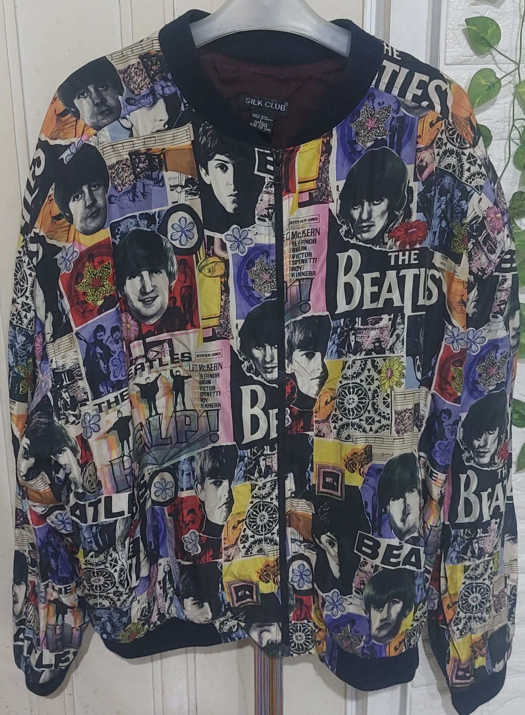 image of Vintage The Beatles Bombers Tag (Silk Club) in Colour All Image Print, Men's (Size Large)