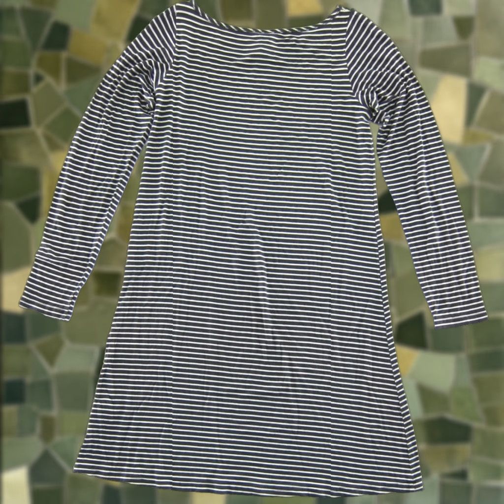 Vintage Yala Shirt Dress S Brown Striped Jersey Stretch Long Sleeve Tunic Shift Dress Small Size S / US 4 / IT 40 - 1 Thumbnail
