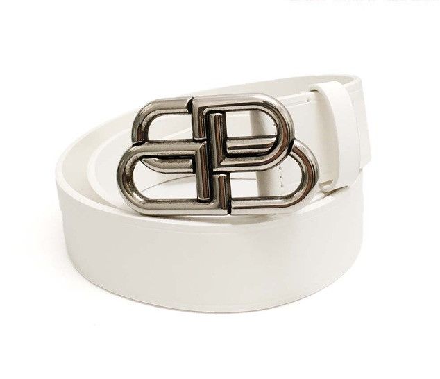 Balenciaga BB Thin Belt Black / Gold Embossed Leather 90cm