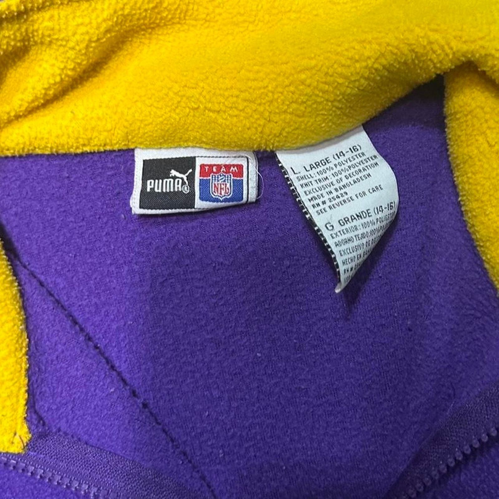 Puma Vintage 90s Puma Minnesota Vikings Fleece 1/4 Zip Sweatshirt Size US L / EU 52-54 / 3 - 3 Thumbnail