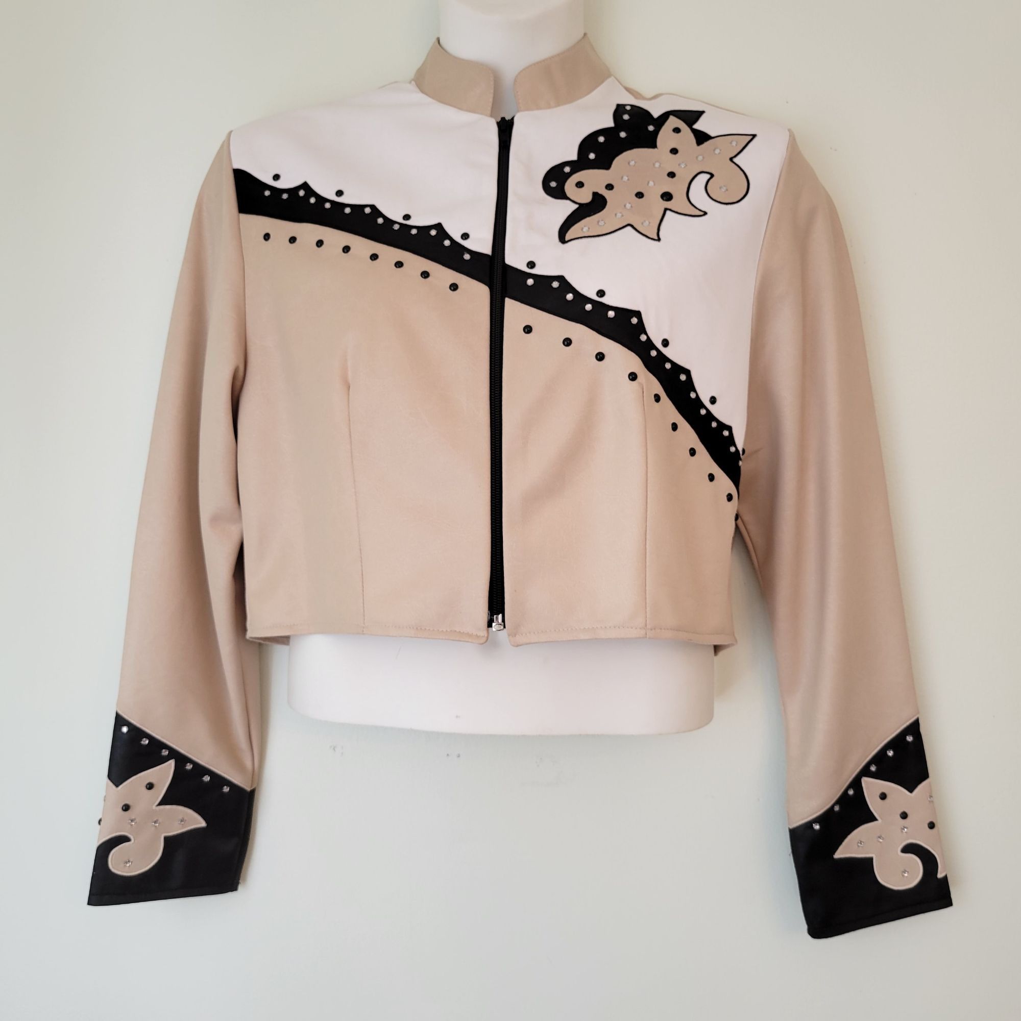 Vintage 1849 Authentic Ranchwear Tan Black Embellished Crop Jacket L Size L / US 10 / IT 46 - 1 Thumbnail