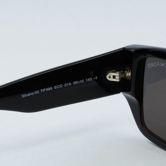 Tom Ford Tom Ford Silvano-02 FT0989 01A Sunglasses Black Rectangle Size ONE SIZE - 9 Thumbnail