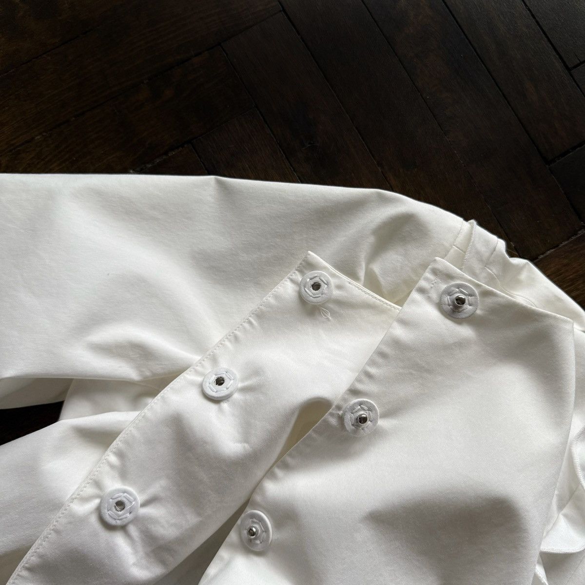 Tara Jarmon Tara Jarmon Womens White Ruffle Shoulder Short Sleeve Blazer Size M / US 6-8 / IT 42-44 - 6 Thumbnail