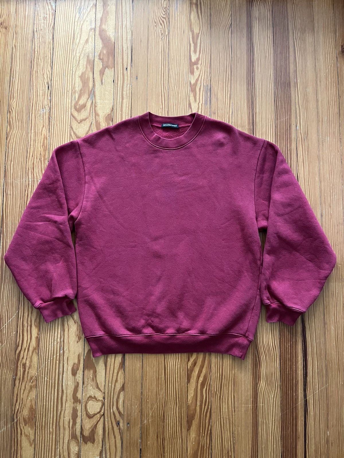 Balenciaga Balenciaga Logo Text Sweatshirt Crewneck Burgundy Red Size US S / EU 44-46 / 1 - 2 Thumbnail