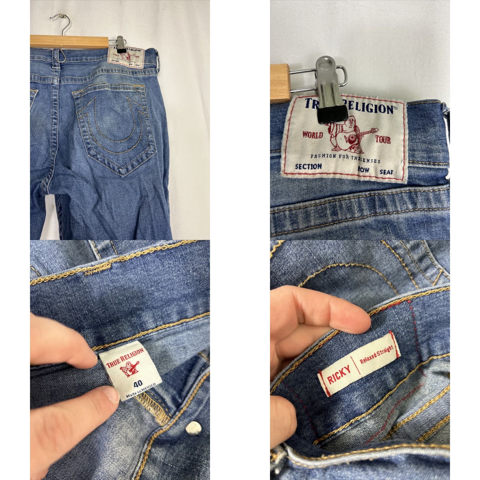 True Religion VINTAGE True Religion Ricky Relaxed Mens Jeans 40x32 Medium Wash Stains Straight Leg Size US 40 / EU 56 - 10 Thumbnail