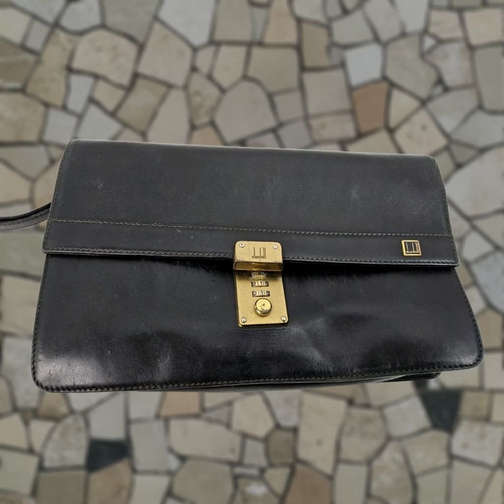 Vintage Dunhill Leather Clutch Wrist Strap Handbag Purse Black Women） Size ONE SIZE - 1 Thumbnail