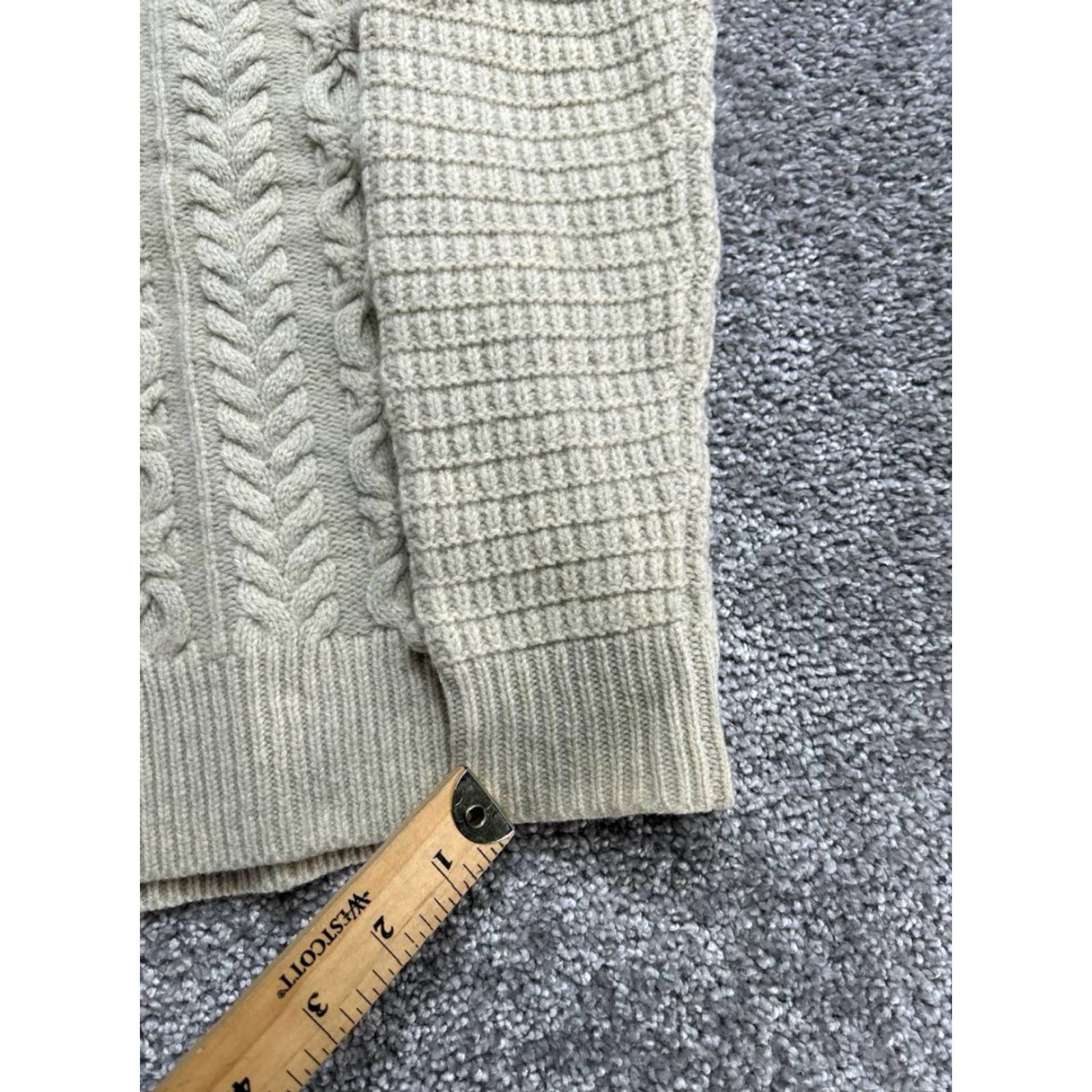 Madewell Madewell Sweater Womens XXS Beige Wool Cable Knit Bobble Open Side Crew Neck Size XXS / US 00 / IT 34 - 5 Thumbnail