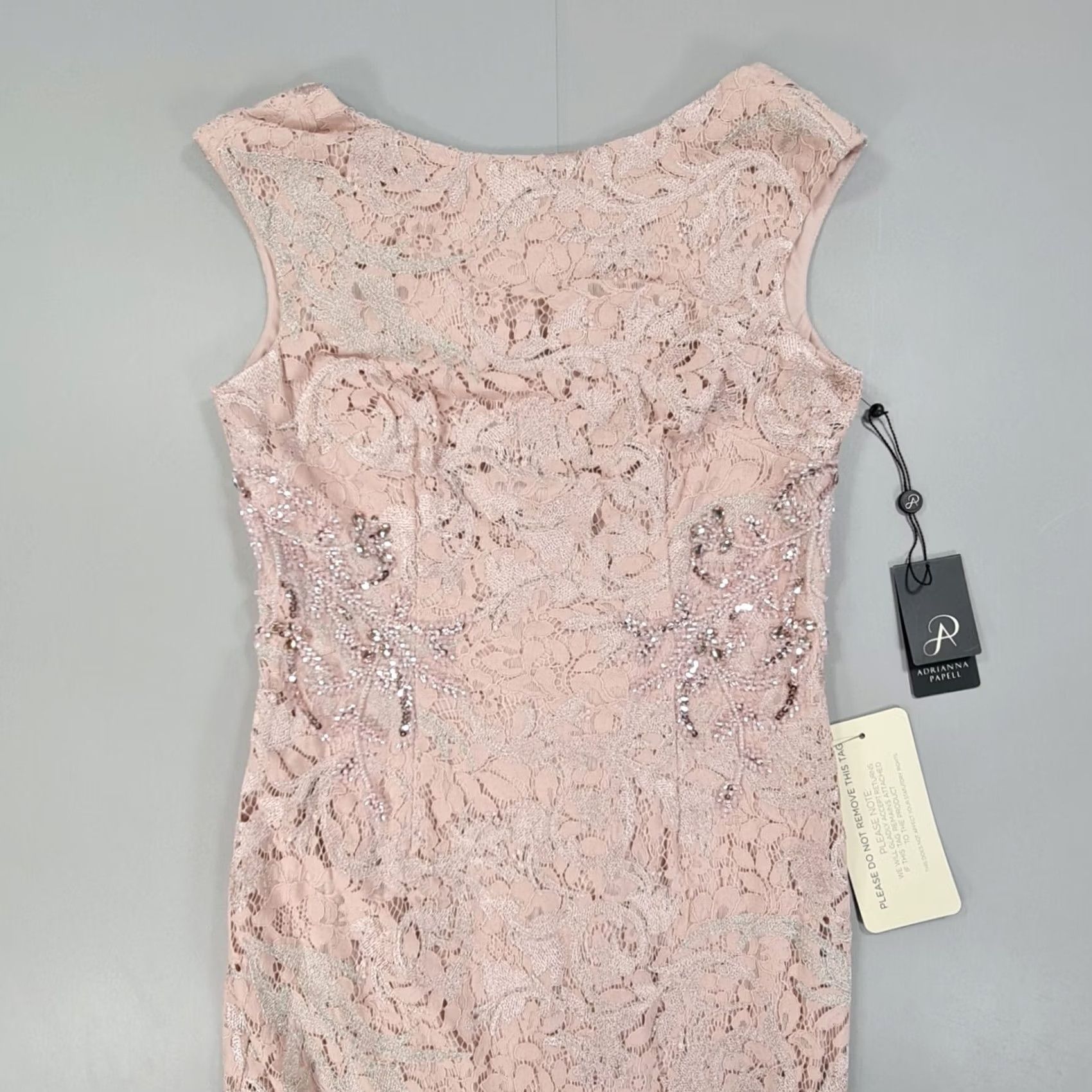 Adrianna Papell Adrianna Papel Womens Dress 6 UK Embroidered Lace Knee Dusty Rose Size M / US 6-8 / IT 42-44 - 4 Thumbnail