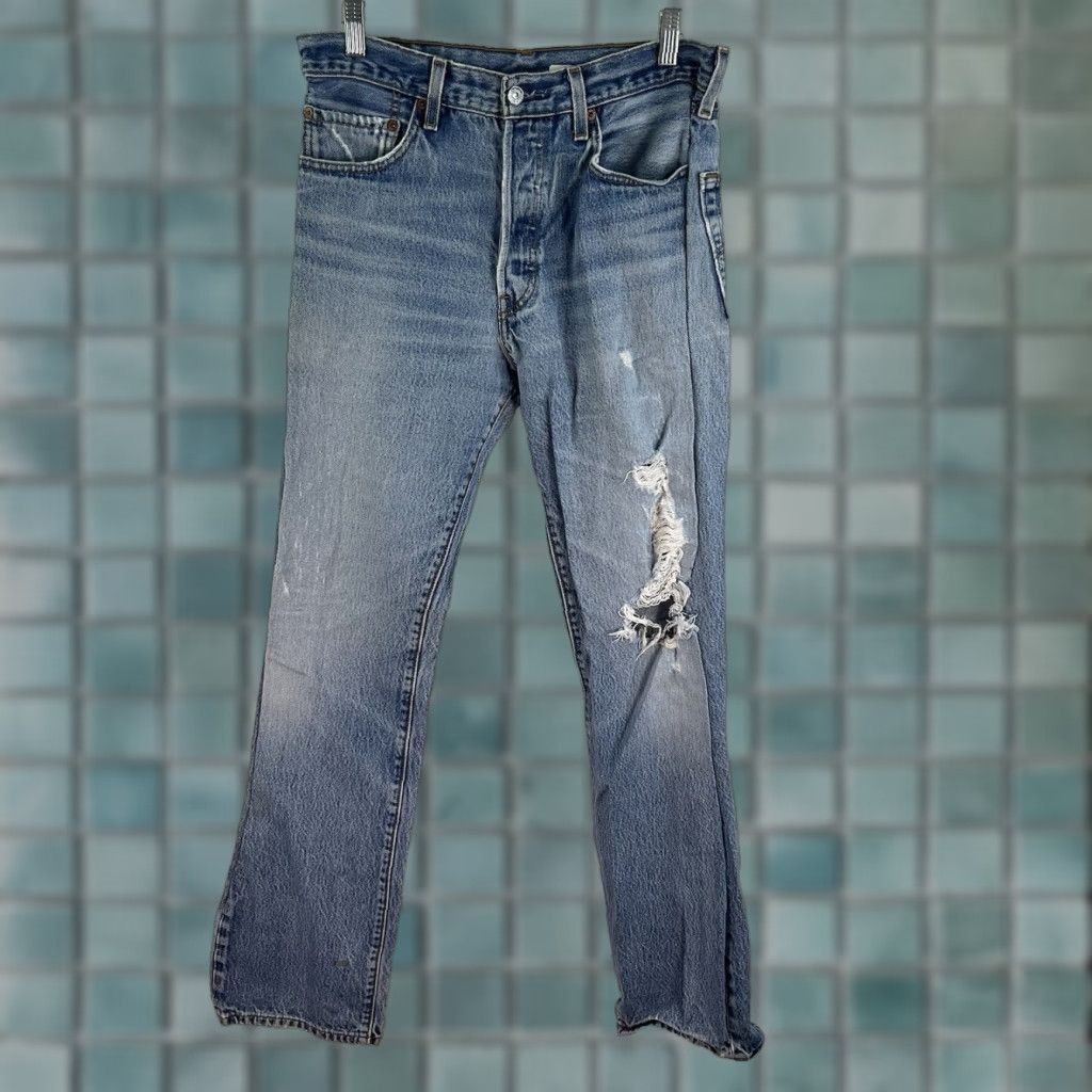 Levi's VTG Levi's 501 Jeans Denim Distressed Straight Size 34 X 35 Blue Men Regular 90s Theme Size US 34 / EU 50 - 1 Thumbnail