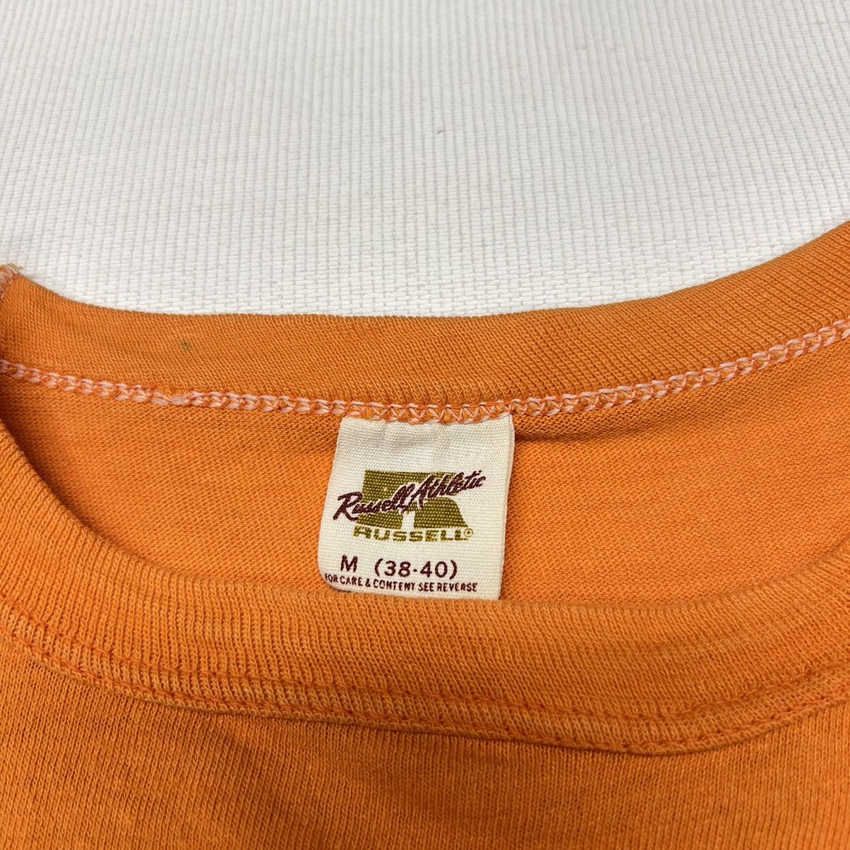 Russell Athletic × Vintage Russell Athletic Tee Shirt Orange Architect Single Stitch Size US M / EU 48-50 / 2 - 11 Thumbnail