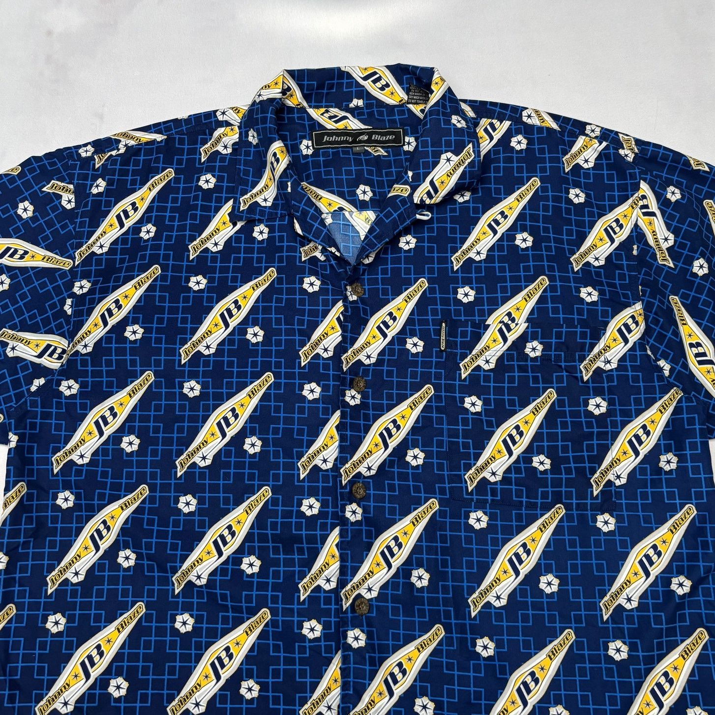 Vintage VTG Johnny Blaze Logo Button Up Men's Large Method Man Size US L / EU 52-54 / 3 - 2 Thumbnail