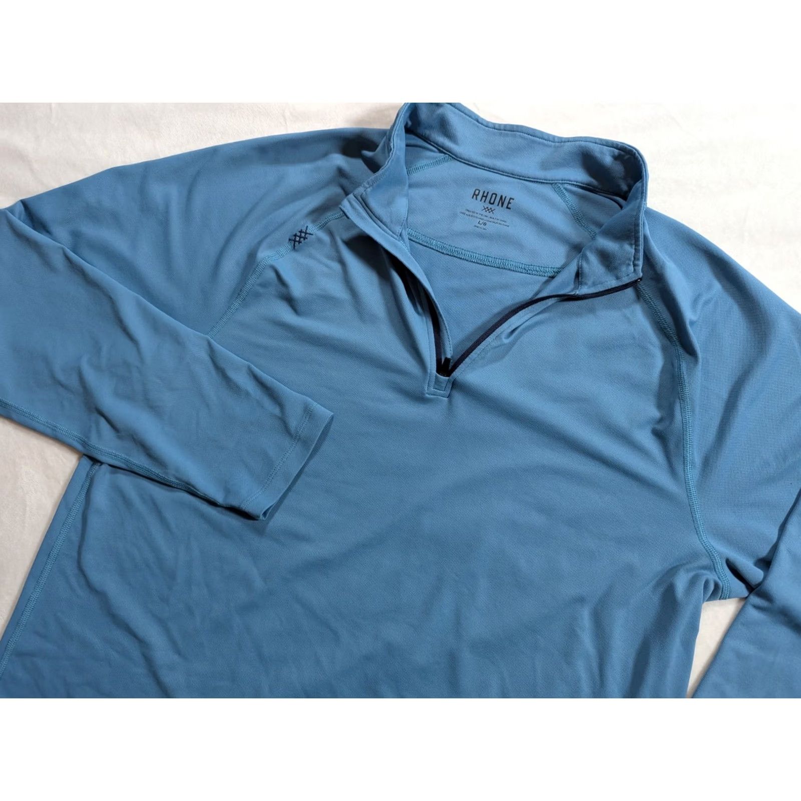 Rhone Rhone Men Large Blue 1/4 Zip Pullover Sweatshirt Knit Logo Zipper Mock Neck Adapted for Golf Walking Size US L / EU 52-54 / 3 - 2 Thumbnail