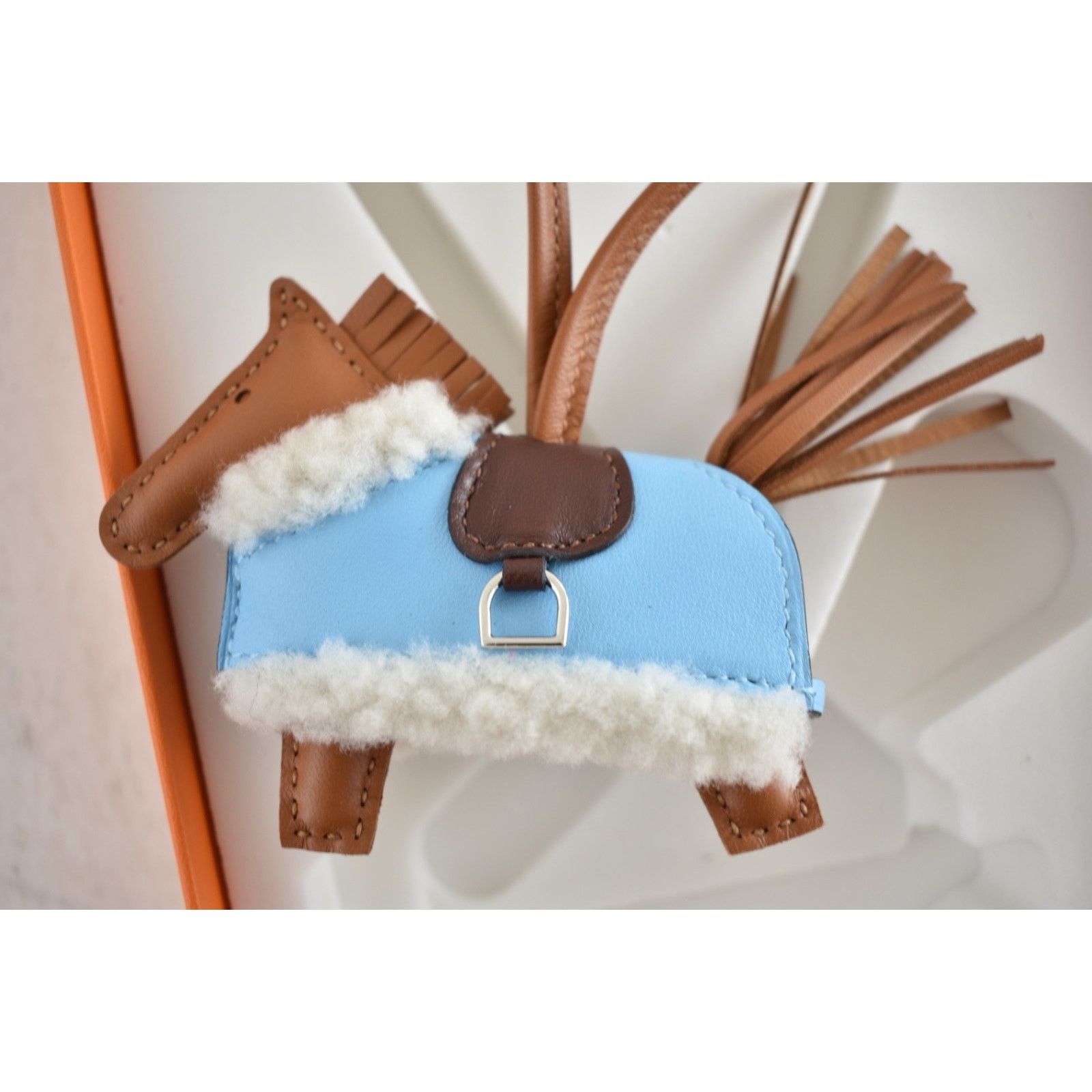 Hermes Hermes Horse Rodeo Robeo Plush Blue Celeste Milo Leather Size ONE SIZE - 8 Thumbnail