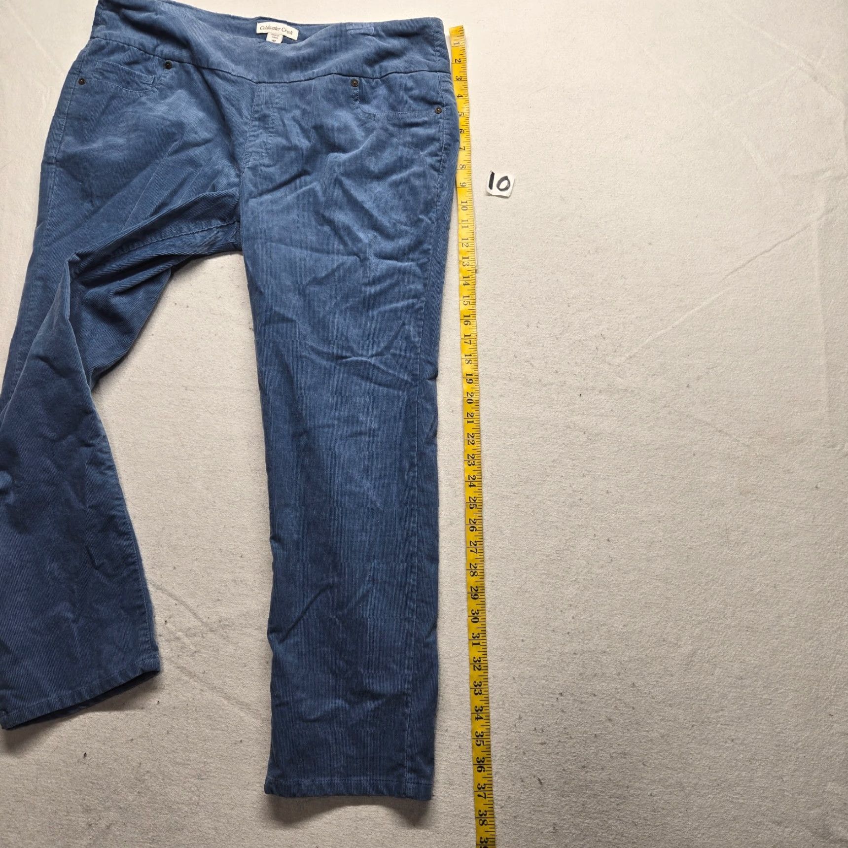 Vintage VENEZIA VITALE Solid Blue Elastic Waist Stretch Straight Leg Pants 14P Petite Women Size 36" / US 14 / IT 50 - 7 Thumbnail