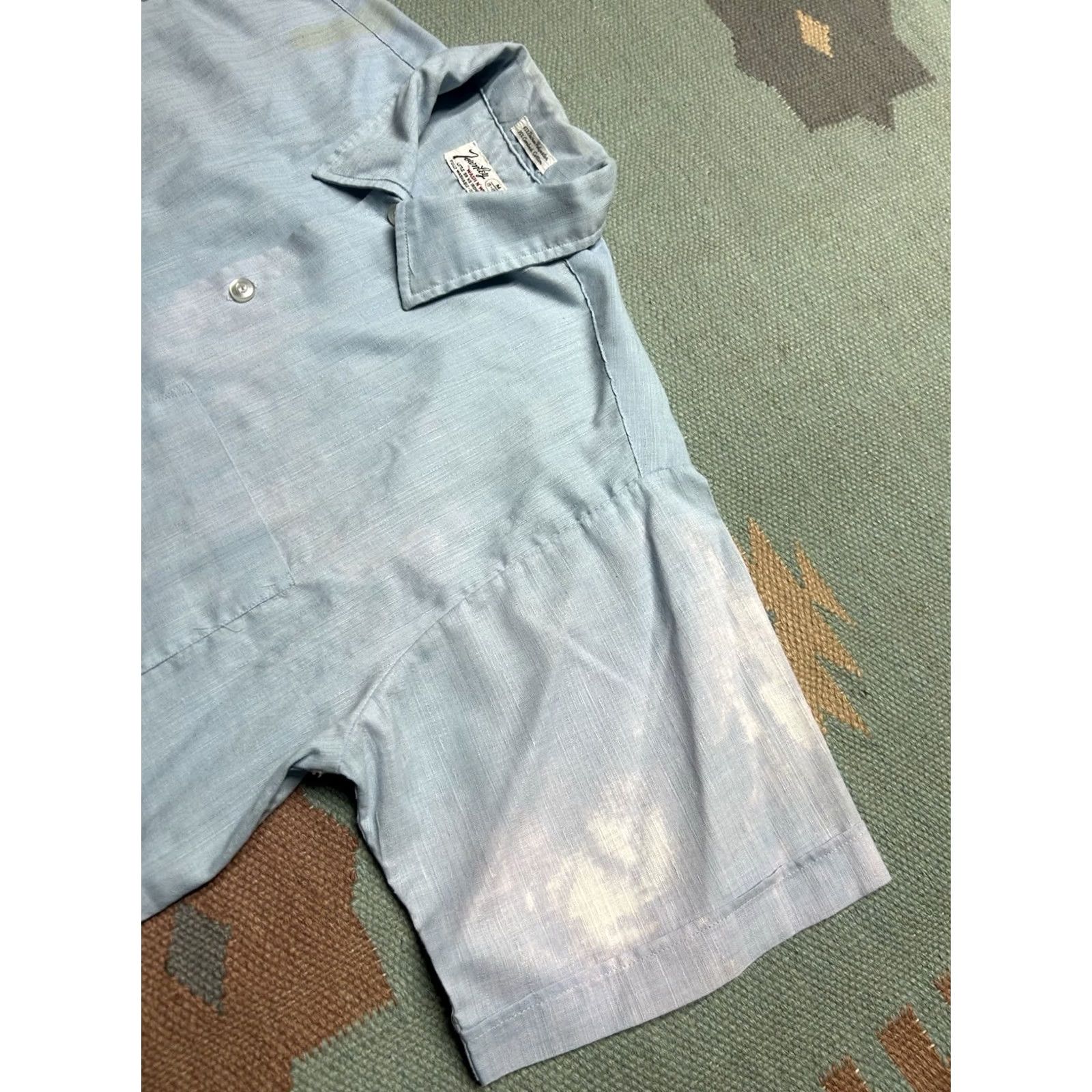 Vintage VINTAGE 60s M & M Mens Shirt M Blue Short Sleeve Button Lightweight Poly Cotton Size US M / EU 48-50 / 2 - 3 Thumbnail