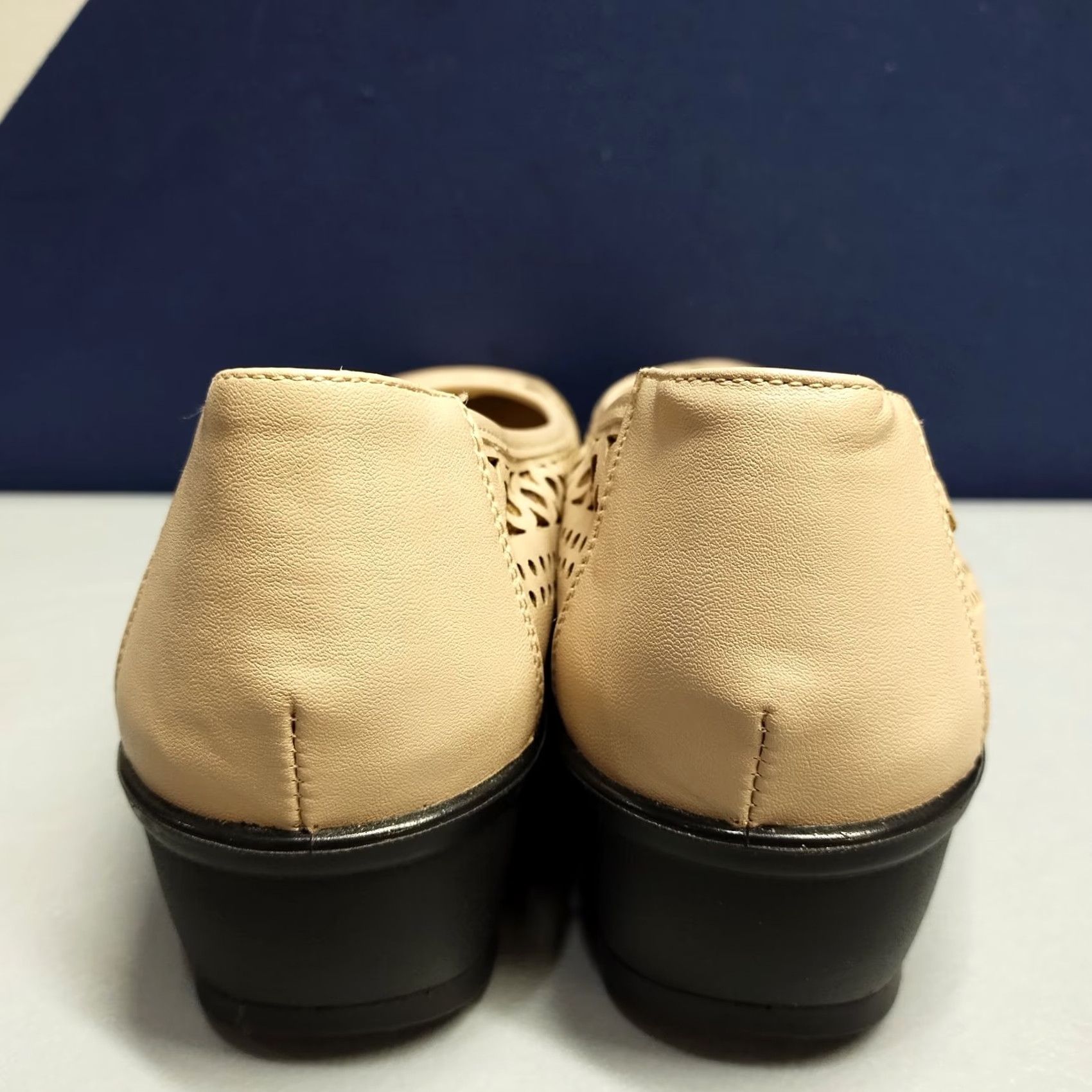 Vintage Easy Street Mona Wedge Pumps Womens Size 7 Tan Black Leather Slip On Shoes Size US 7 / IT 37 - 6 Thumbnail