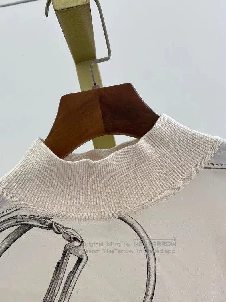 Hermes Hermes White printed mulberry silk and cashmere long-sleev Size XXS / US 00 / IT 34 - 8 Thumbnail
