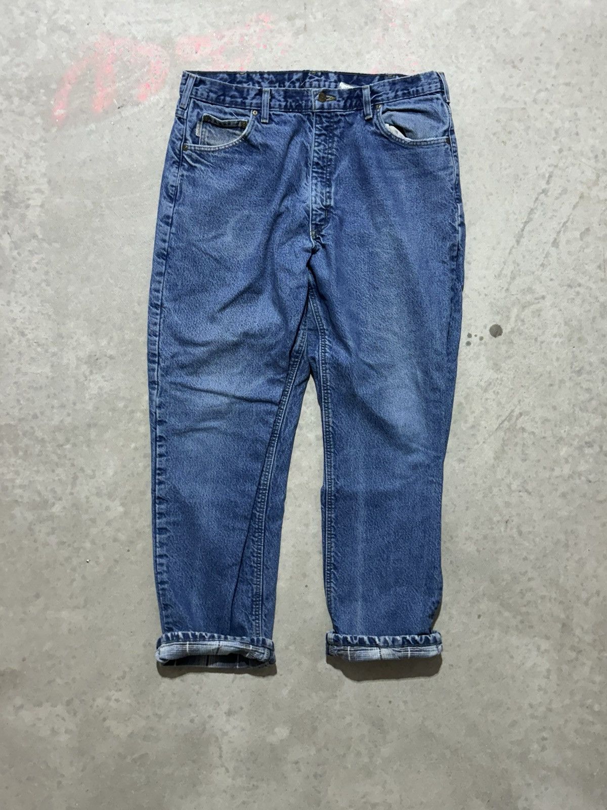 Carhartt × Vintage Carhartt Flannel Denim Jeans 38x32 Size US 38 / EU 54 - 2 Thumbnail