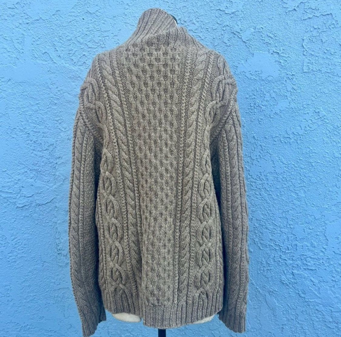 Other Beige Cable Knit Cowl Neck Sweater Size L / US 10 / IT 46 - 4 Thumbnail