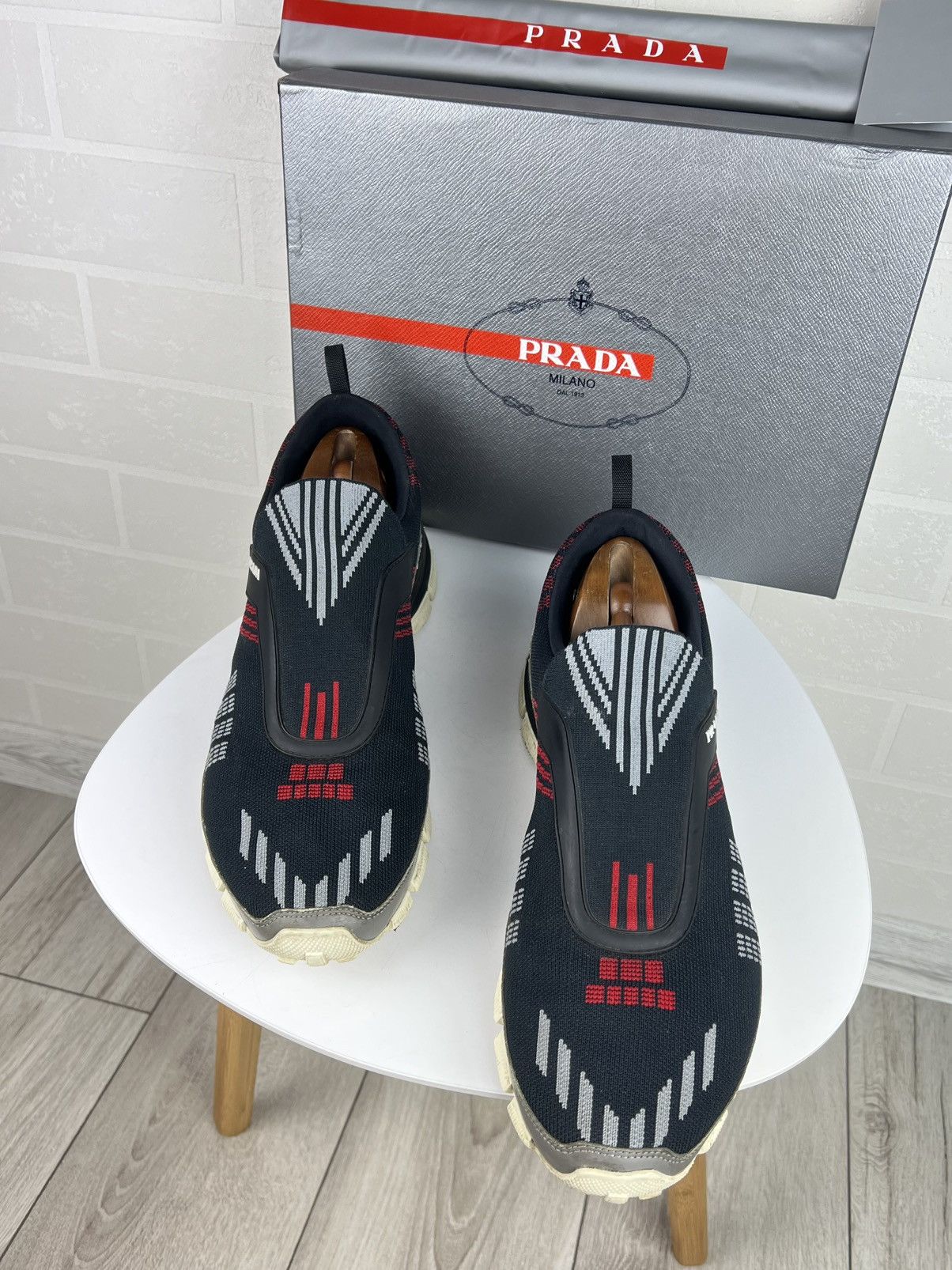 Prada PRADA MILANO Sneakers Low Top CROSSECTION Knit Pattern Shoes Size US 12 / EU 45 - 4 Thumbnail