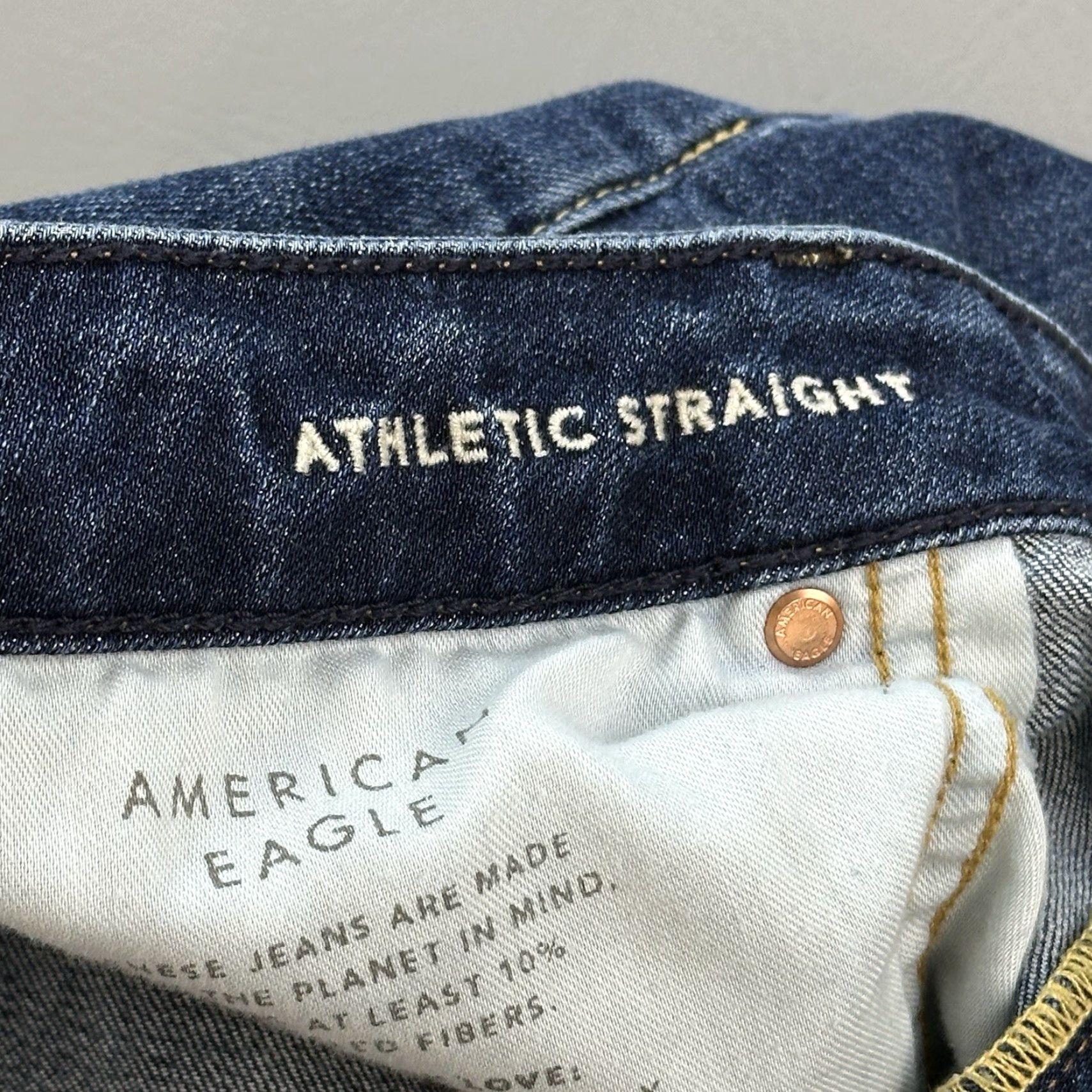 American Eagle Outfitters American Eagle Jeans Mens 34x34 34x32 Dark Wash Athletic Straight Stretch Jeans Size US 34 / EU 50 - 7 Thumbnail