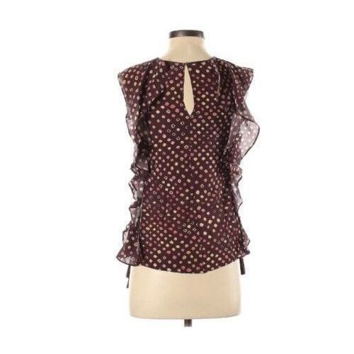 Ulla Johnson Plum Red Polka Dot Print Top Cotton Sleeveless