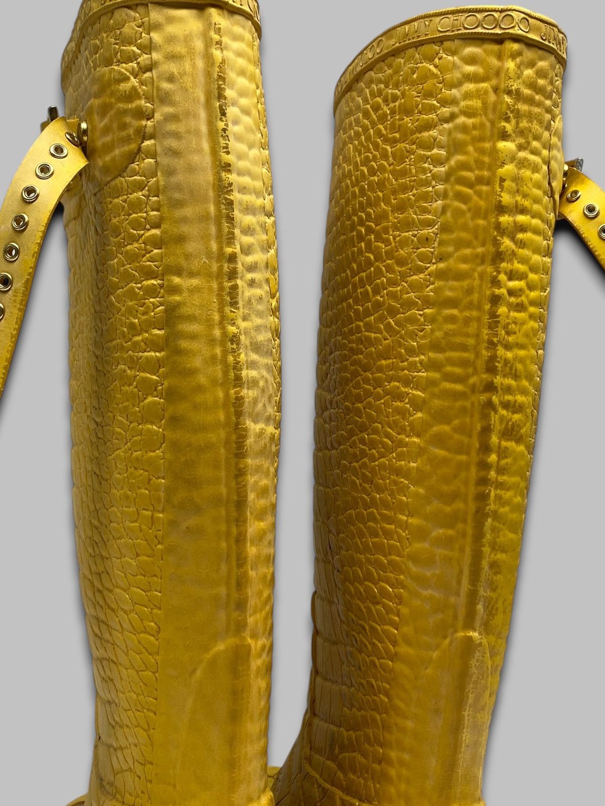 Hunter HUNTER & JIMMY CHOO Special Edition Rain Croc Yellow Boots Size US 4 / IT 34 - 12 Thumbnail