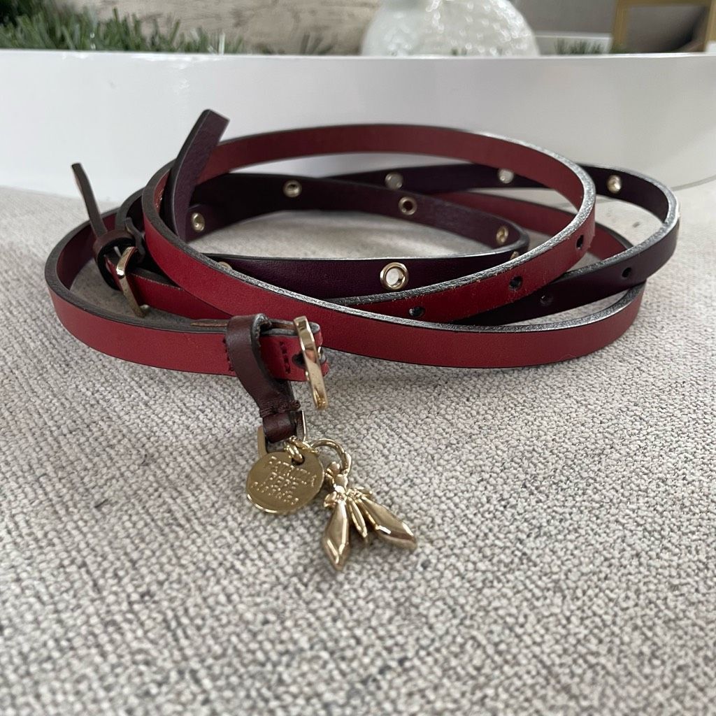 Patrizia Pepe Patrizia Pepe Italian Leather Belt Gold Fly Charm Red Burgun Size ONE SIZE - 1 Thumbnail