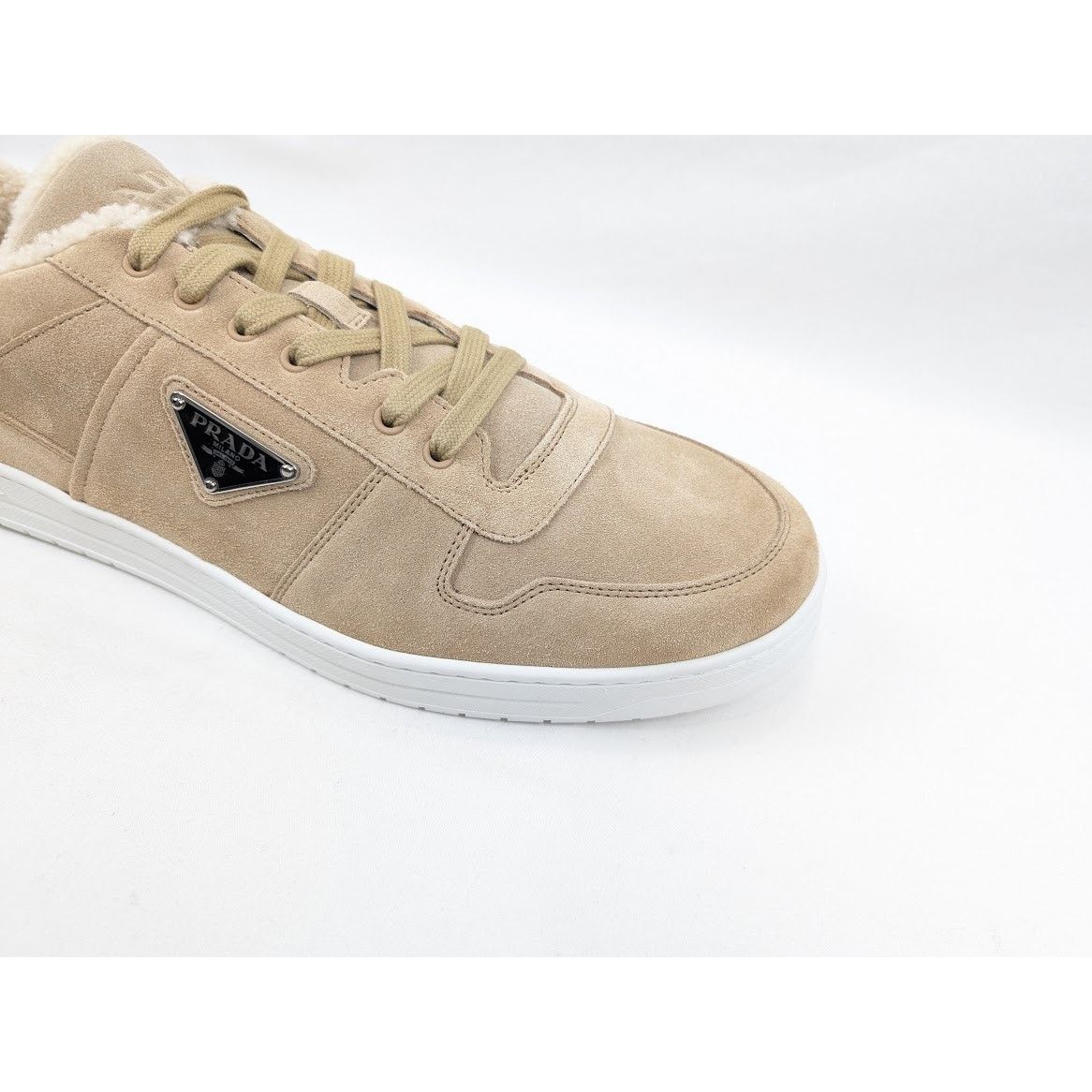 Prada o1rshd1 Downtown Shearling Sneakers in Beige Size US 13 / EU 46 - 3 Thumbnail