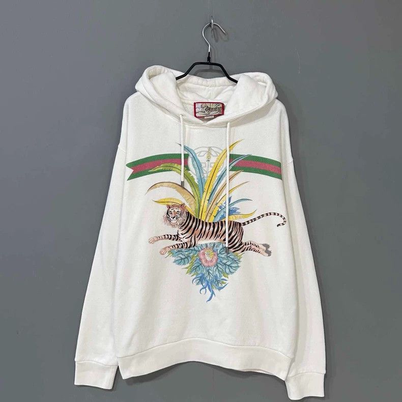 Gucci Gucci White Hoodie with Tiger Design- DMC Size US S / EU 44-46 / 1 - 1 Thumbnail
