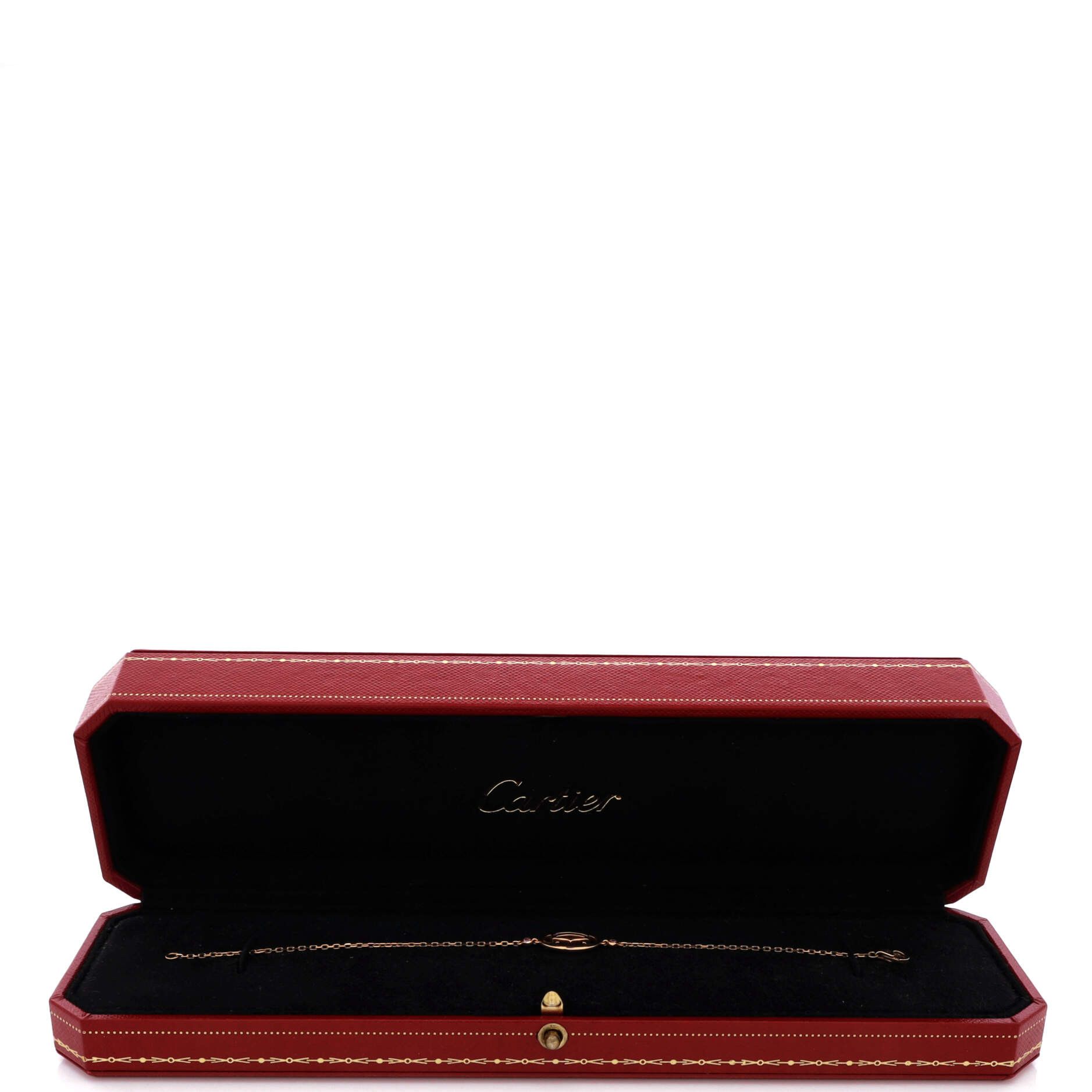 Cartier Double C Logo Bracelet 18K Rose Gold with Pink Sapph Size ONE SIZE - 1 Thumbnail