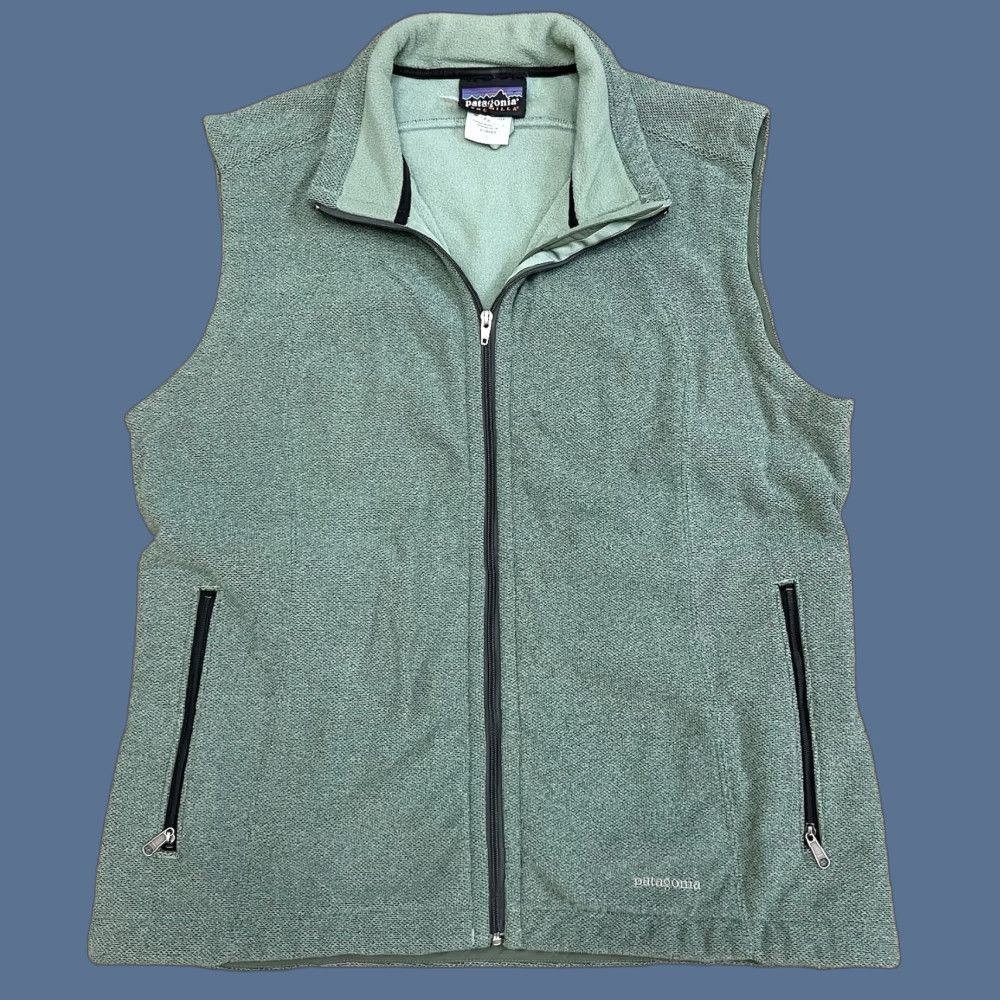 Patagonia Patagonia Vest Womens L Fleece Full Zip Windproof Synchilla Logo Pockets Mid-Length Green Size L / US 10 / IT 46 - 1 Thumbnail