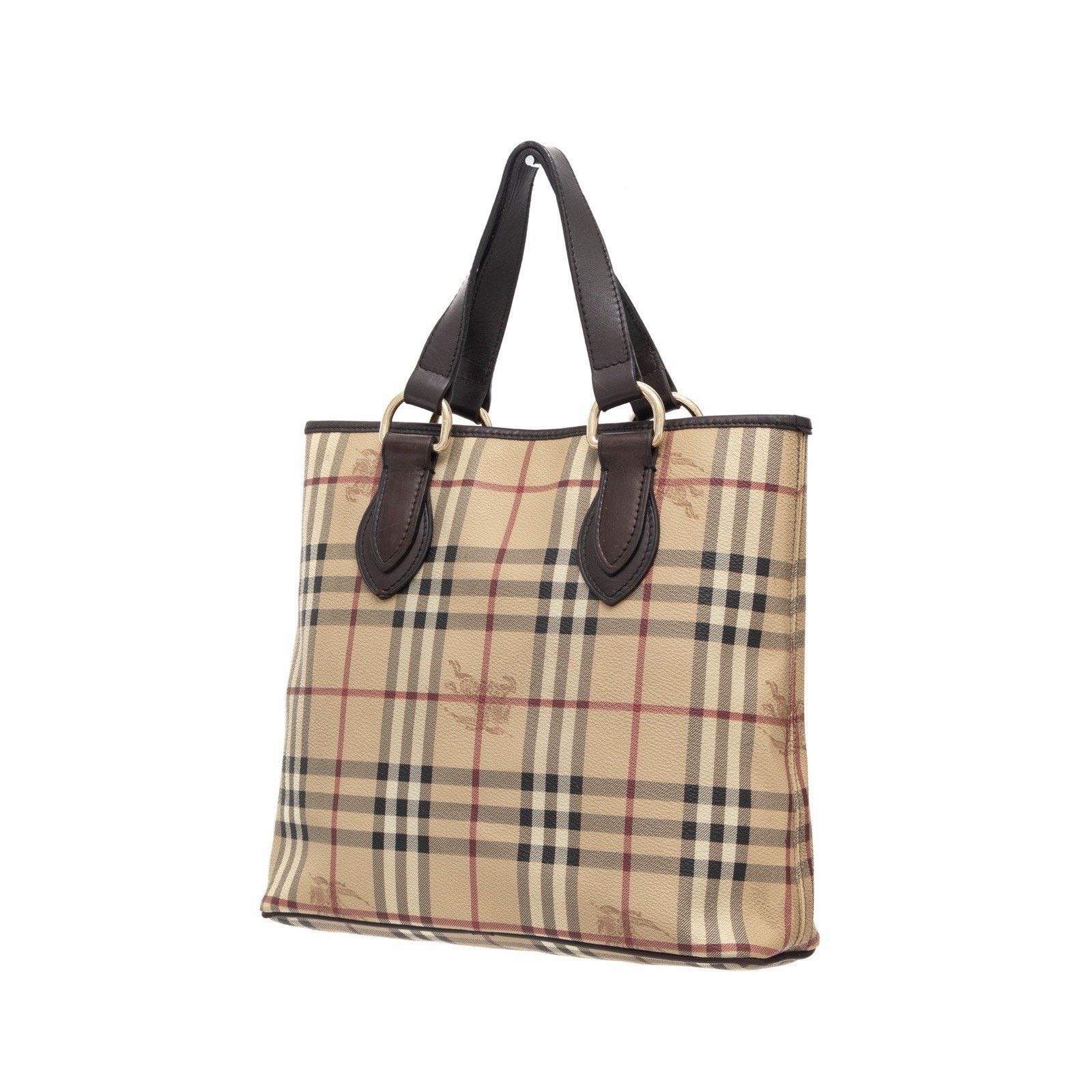Burberry Burberry Leather Trimmed Haymarket Nova Check Tote Bag Size ONE SIZE - 3 Thumbnail