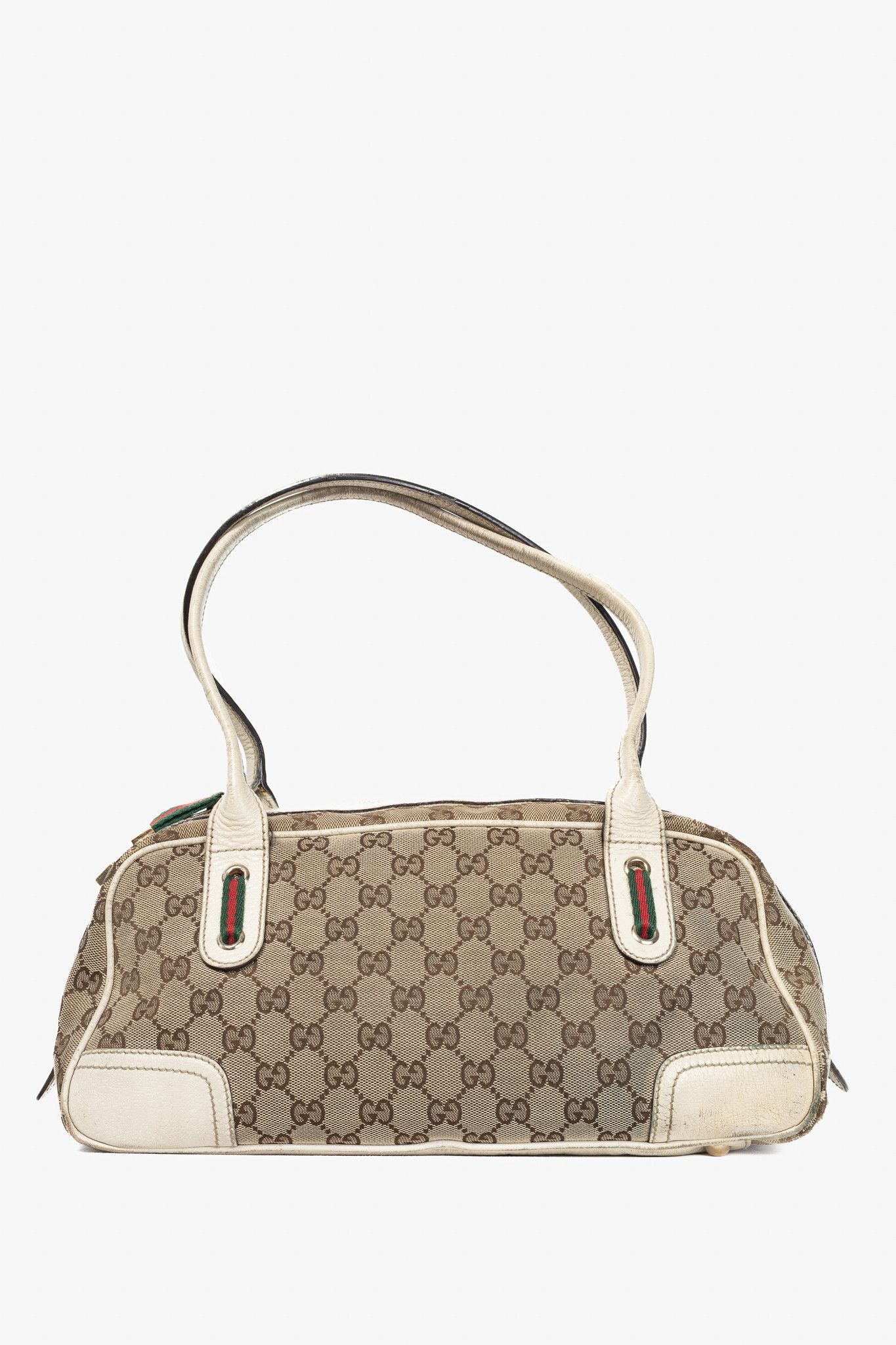 Gucci Gucci Princy Boston Beige & Ebony GG Canvas Web Handbag Size ONE SIZE - 4 Thumbnail