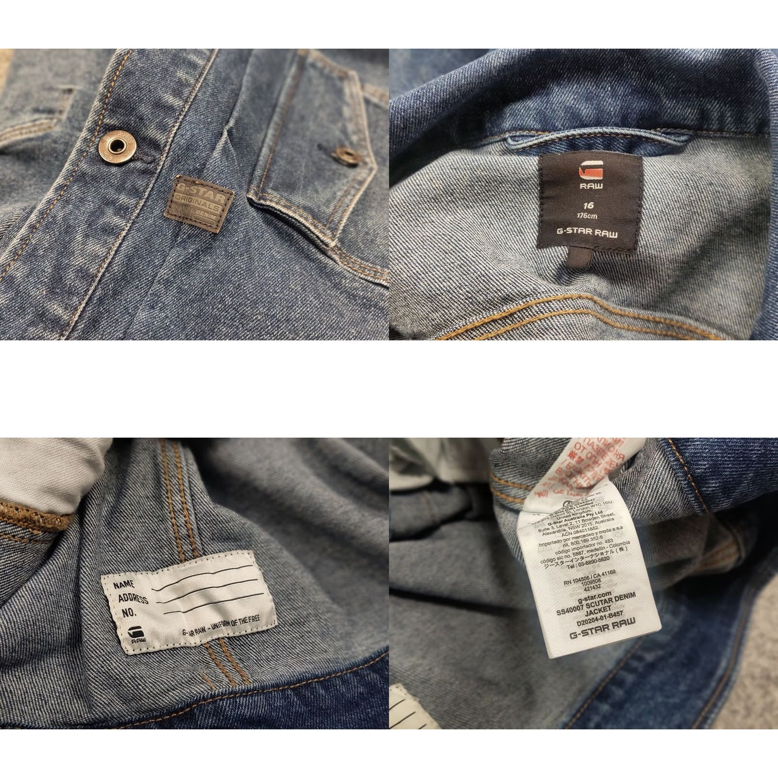 G-Star VINTAGE G Star Raw Scutar Slim Light Faded Blue Pocket Denim Jacket Mens Jacket Denim blue 64 cm 65 cm 41 cm 50 cm - Size US S / EU 44-46 / 1 - 9 Thumbnail