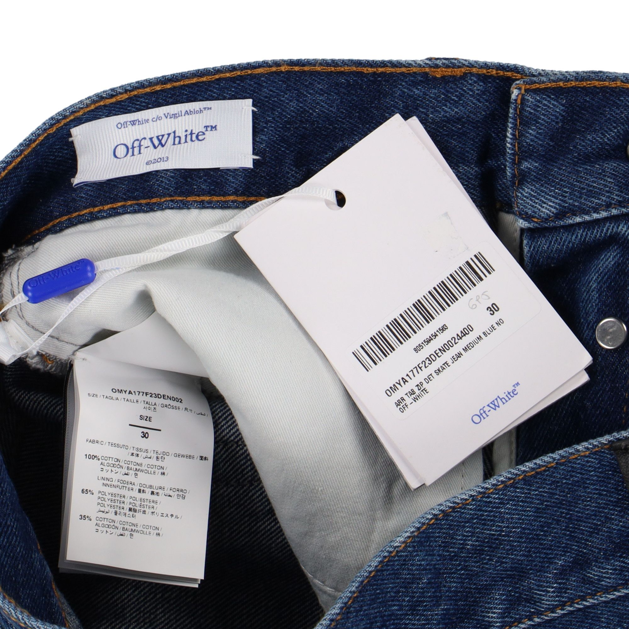 Off-White Blue Arrow Tab Skate Zip Straight-Leg jeans Size US 30 / EU 46 - 5 Thumbnail