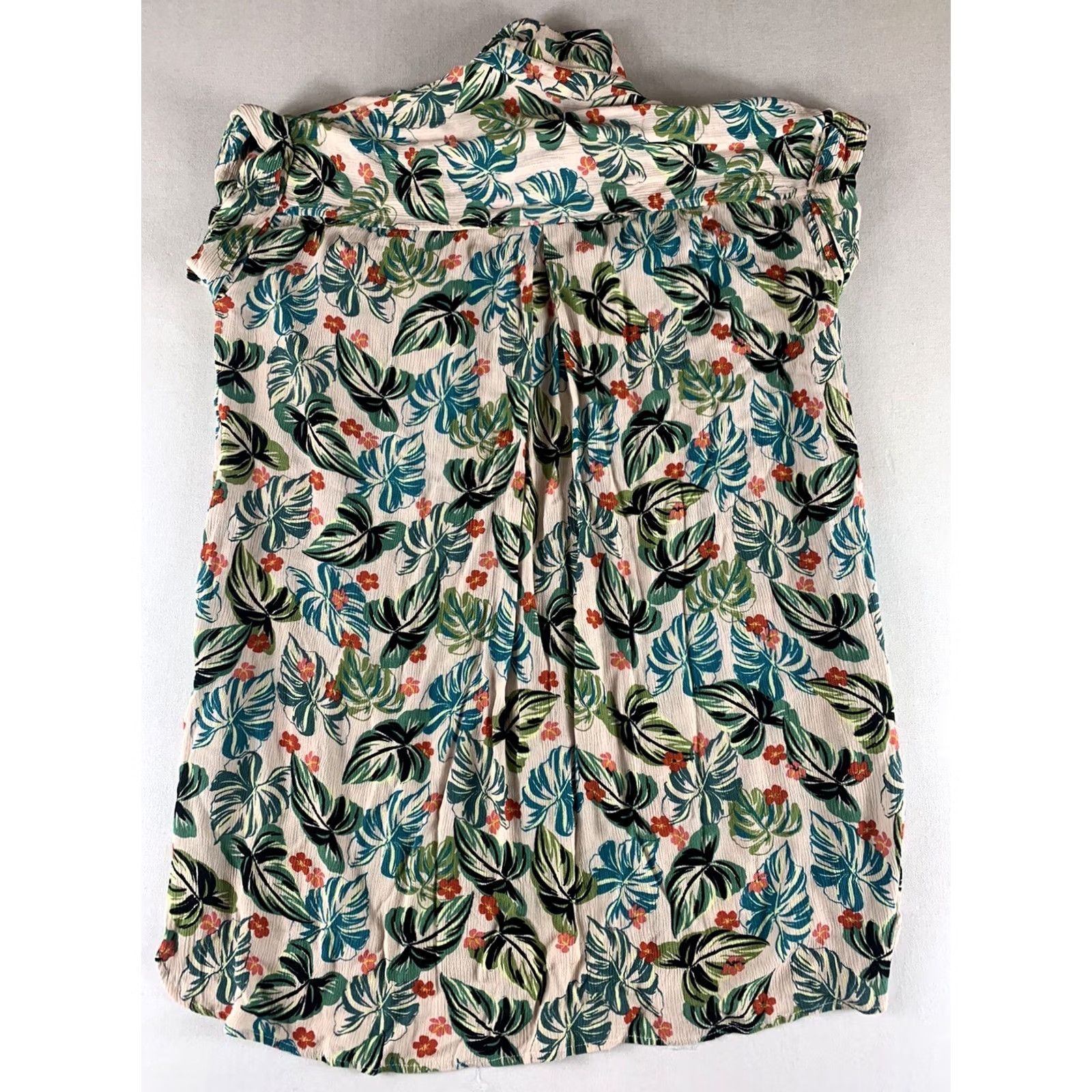 Vintage LOST WANDER Dress Womens L Green Floral Beige Sleeveless Collared Button Front Size L / US 10 / IT 46 - 5 Thumbnail
