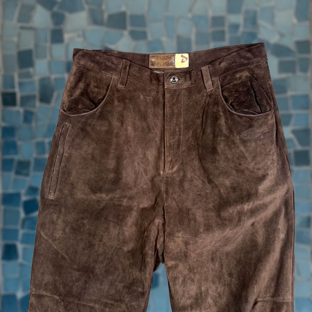 Vintage VINTAGE Davoucci Leather Pants Mens 36x33 Suede Brown Heavyweight Y2K Trouser Size US 36 / EU 52 - 1 Thumbnail