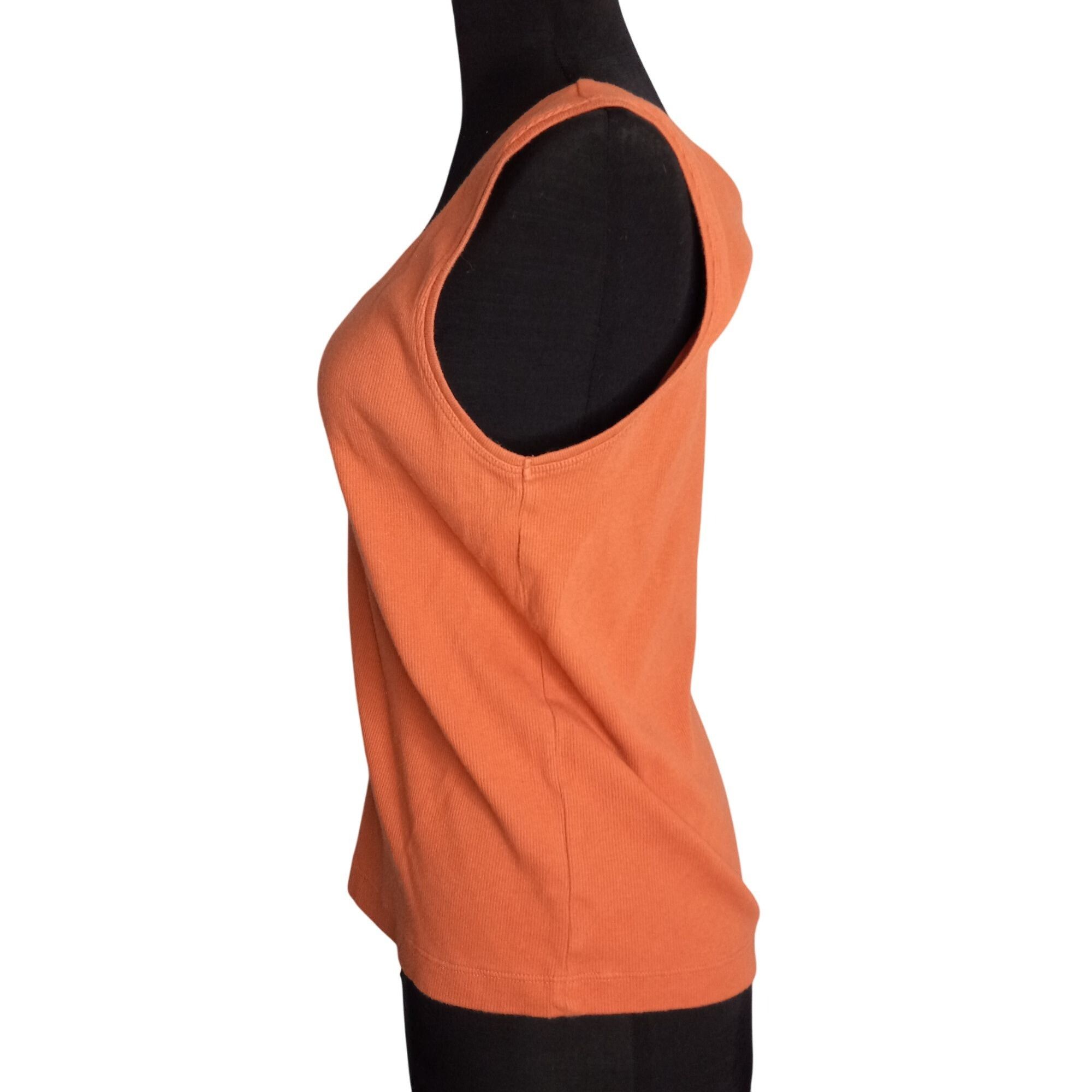 Chicos Chicos Size 1 M Tank Top Orange Sleeveless Ribbed Cotton Ble Size M / US 6-8 / IT 42-44 - 6 Thumbnail