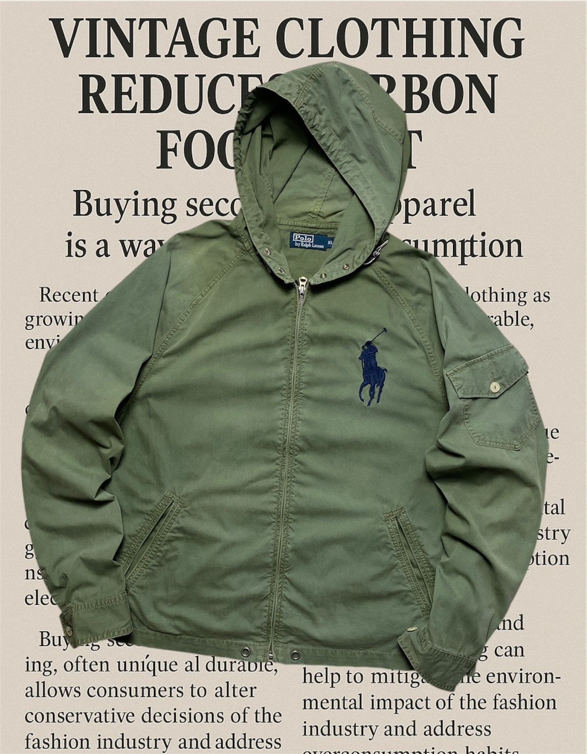 Vintage Ralph Lauren Jacket green denim big logo horse