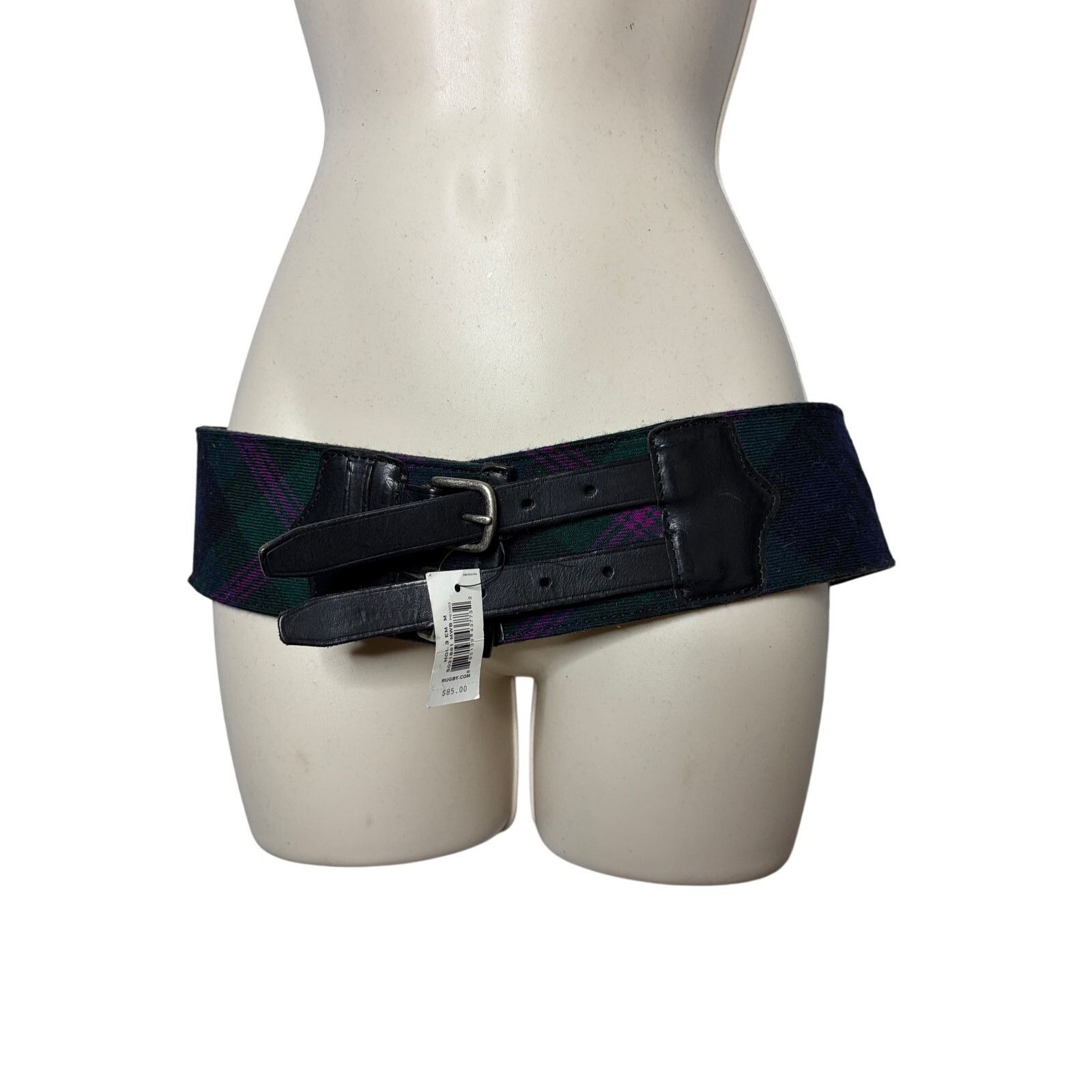 Rugby Ralph Lauren New Rugdy Polo Ralph Lauren green purple wide plaid Belt M Size ONE SIZE - 1 Thumbnail