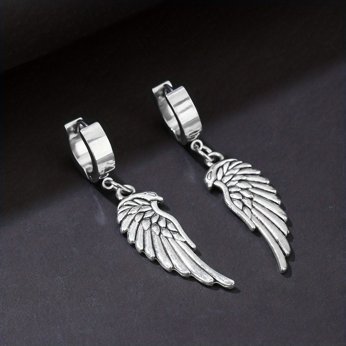 Jewelry × Vintage Eagle Eye Angel Wings Stainless Steel Earrings Size ONE SIZE - 3 Thumbnail