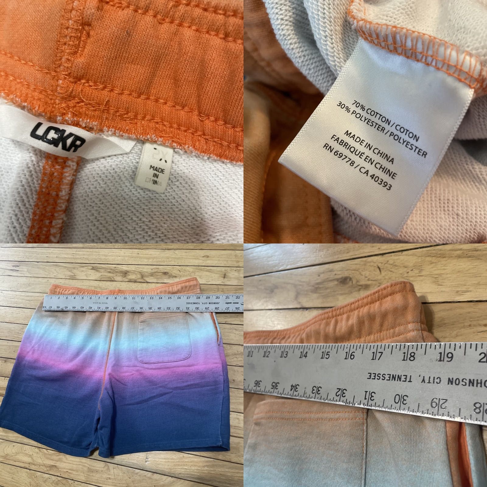 Vintage LCKR Shorts Men 2X Drawstring Stretch Pastel Orange Purple Gradient Sweatshorts Size US 39 - 8 Thumbnail