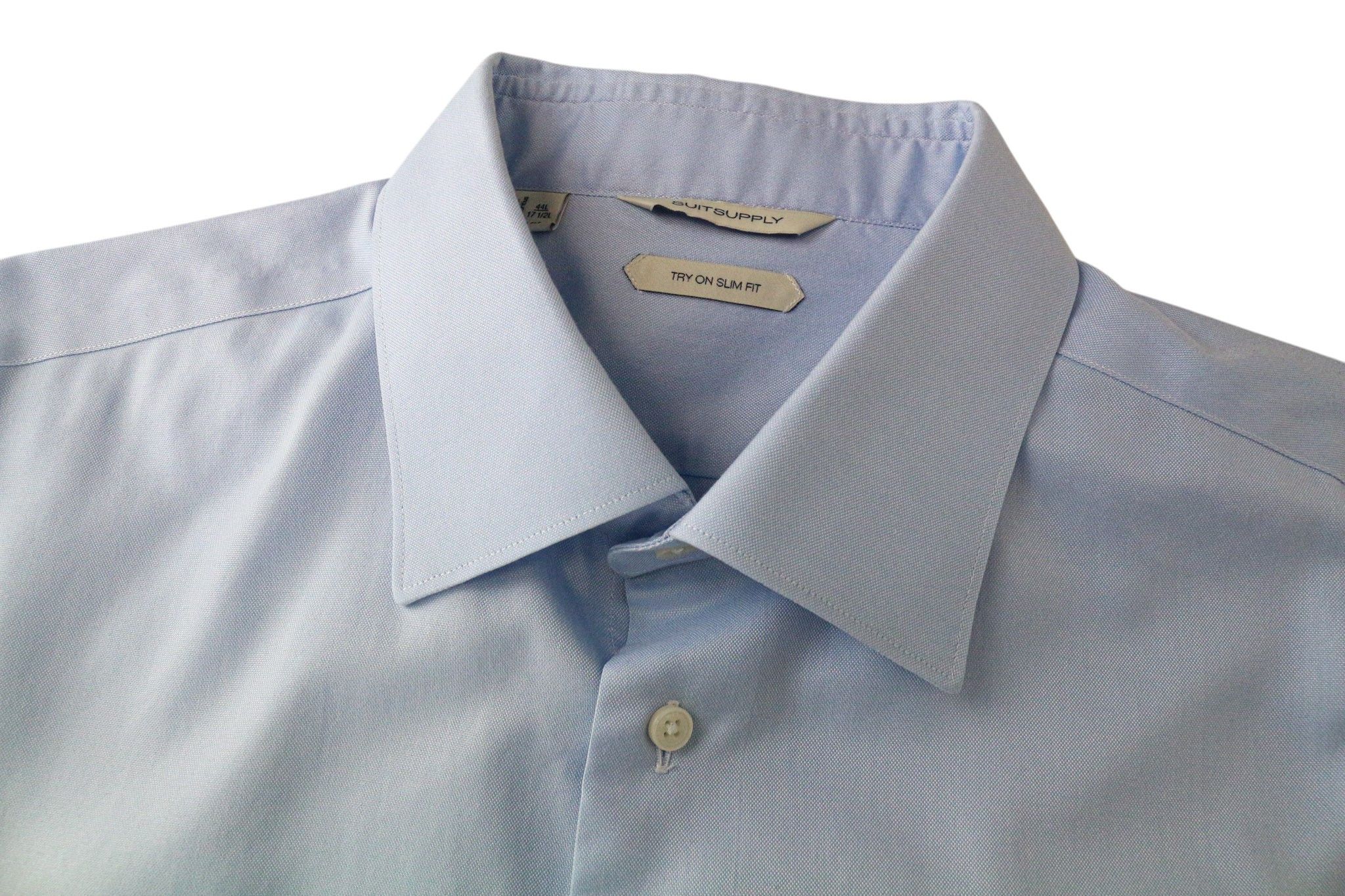 Suitsupply 44L/17 1/2L Slim Blue Cotton Button-Up Shirt 79187 Size 44R - 10 Thumbnail