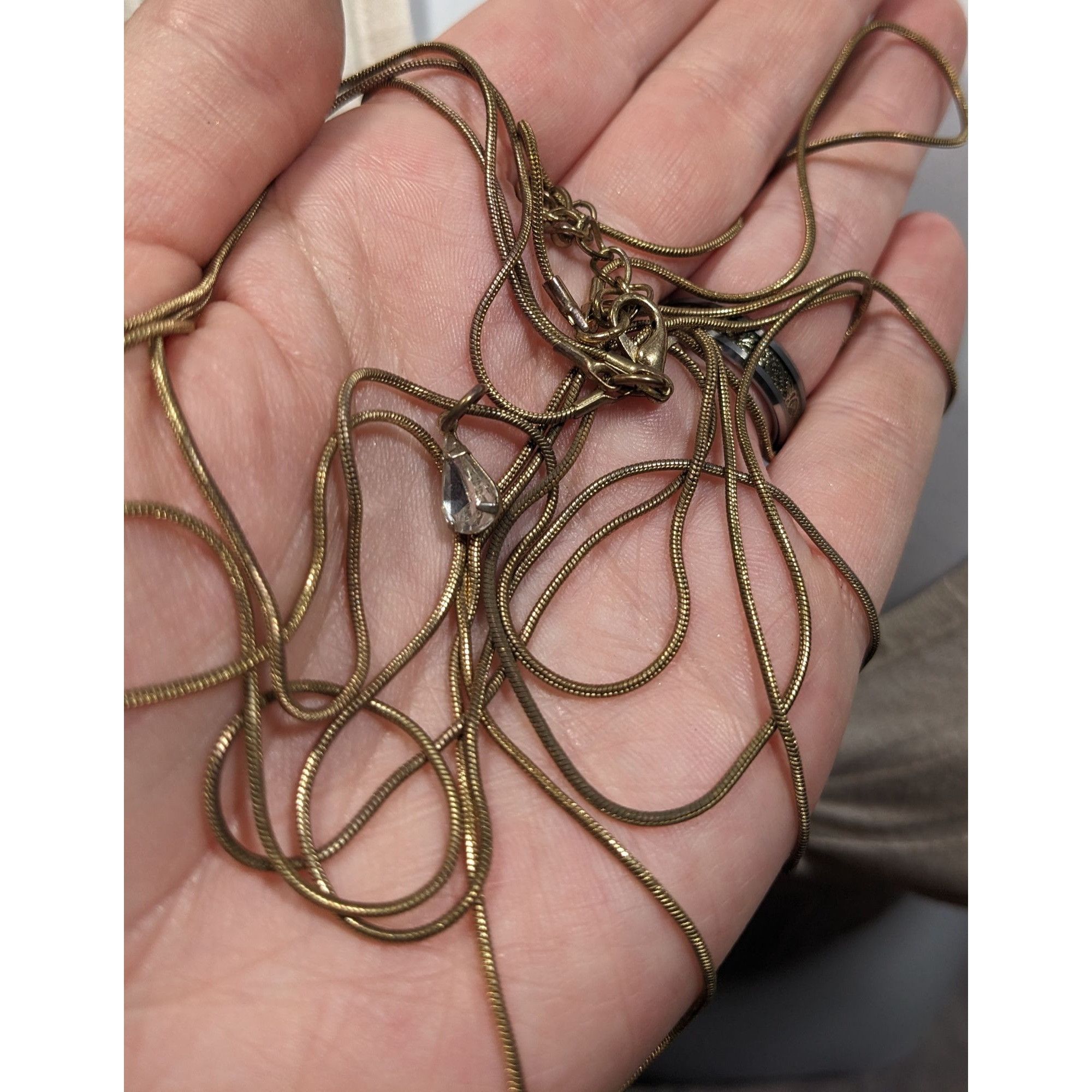 Other Elegant Triple Layer Gold Tone Snake Chain Necklace With Tea Size ONE SIZE - 3 Thumbnail