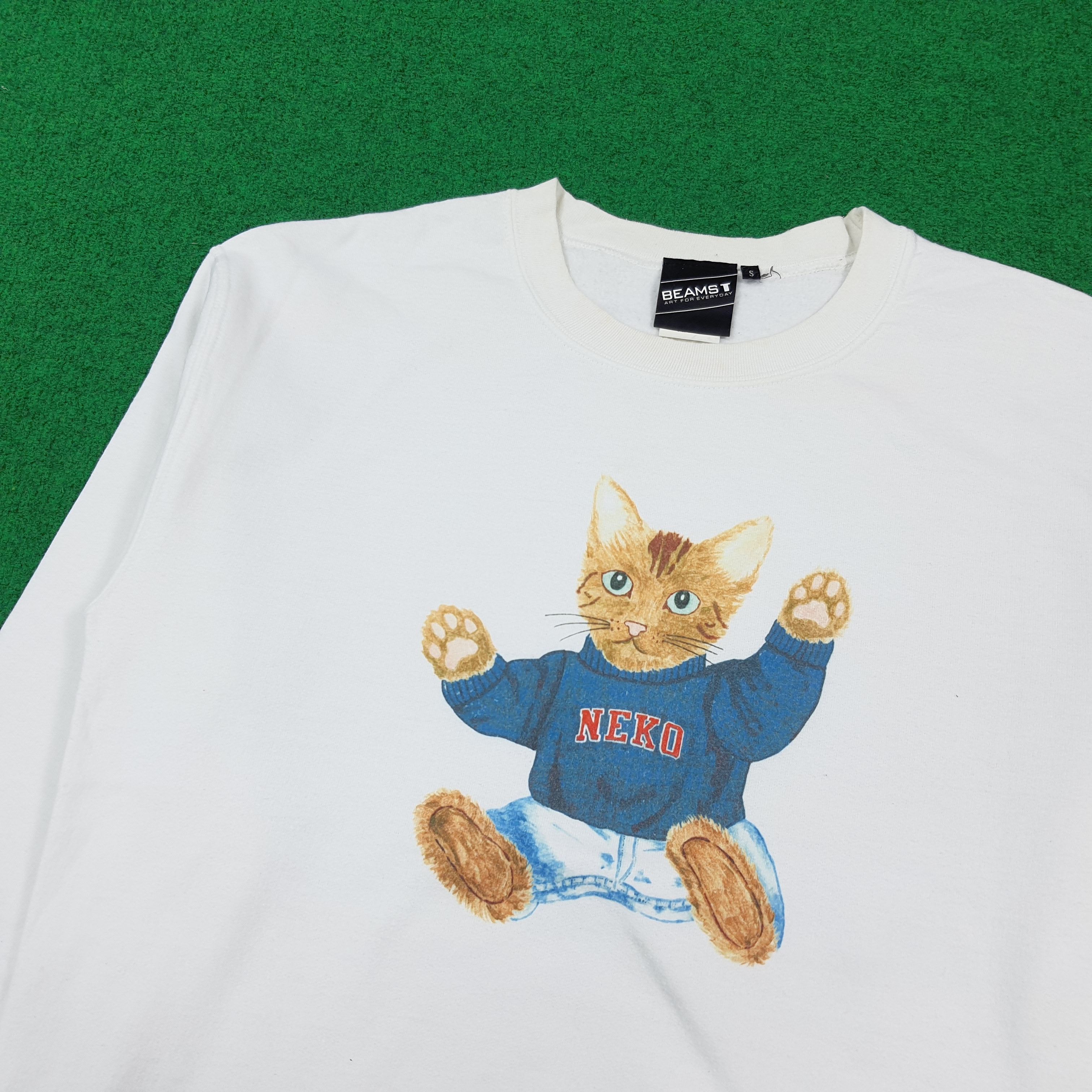 Beams Plus Vintage BEAMS T Neko Graphic Sweatshirt C287N31 Size US S / EU 44-46 / 1 - 2 Thumbnail