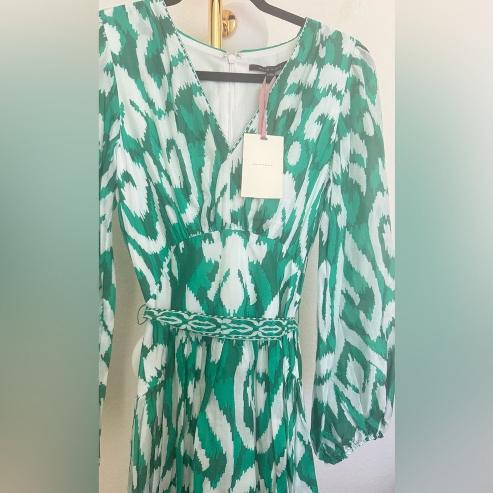 & Other Stories Alex Marie Long Sleeve Dress Printed Teal and White size 4 Size S / US 4 / IT 40 - 9 Thumbnail